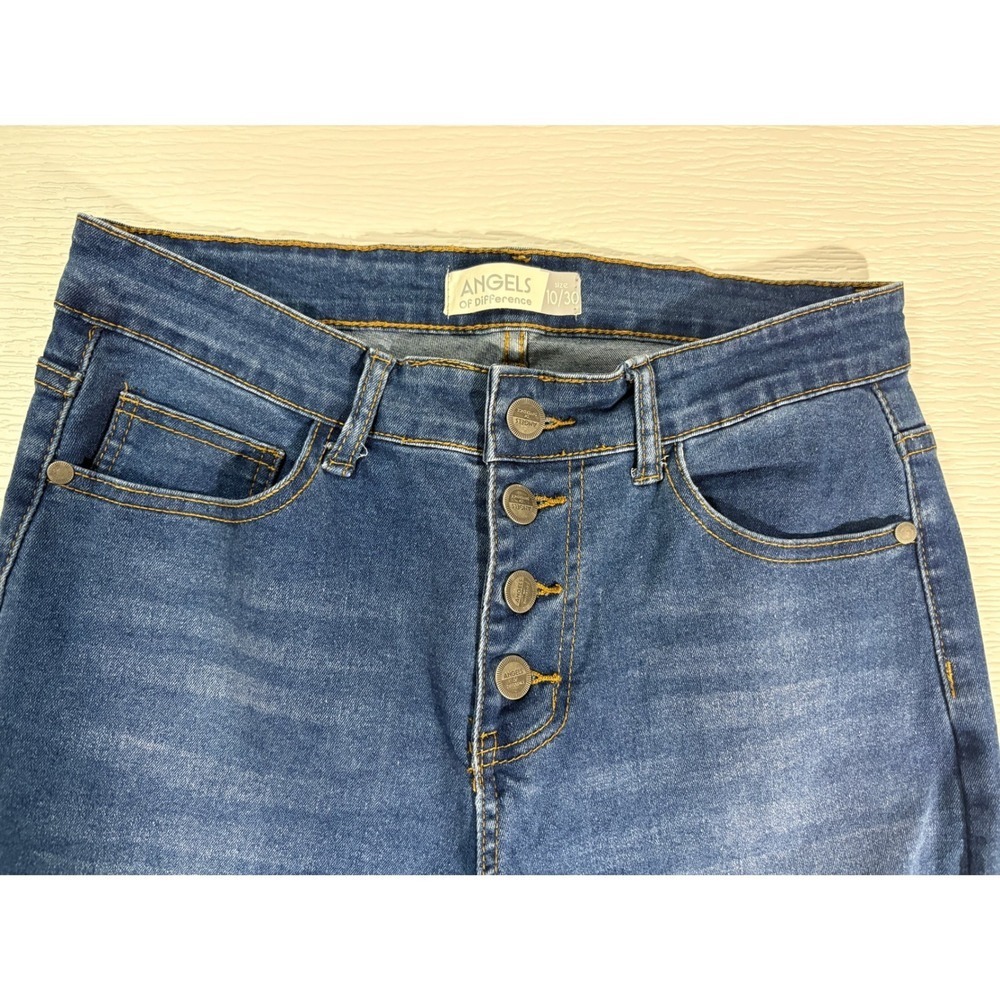 Angels of Difference Medium Wash Straight Leg Button Fly Jeans Size 10/30 WC0022